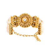 Kundan Opulance Light Pink CZ-Pearl Yellow Gold-Plated Bracelet