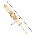 Kundan Opulance Light Pink CZ-Pearl Yellow Gold-Plated Bracelet