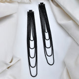 Timeless Sparkle Crystal Rain Multi-Layer Black Rhinestone Earrings