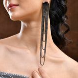 Timeless Sparkle Crystal Rain Multi-Layer Black Rhinestone Earrings