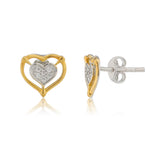 Valentines Day Forever Heart Dual Tone Stud Earrings