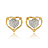 Valentines Day Forever Heart Dual Tone Stud Earrings