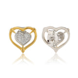 Valentines Day Forever Heart Dual Tone Stud Earrings