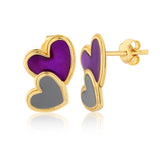 Valentine’s Day Dual Heart Harmony Enamel Sterling Silver Stud Earrings