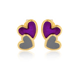 Valentine’s Day Dual Heart Harmony Enamel Sterling Silver Stud Earrings