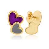 Valentine’s Day Dual Heart Harmony Enamel Sterling Silver Stud Earrings