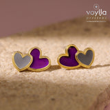 Valentine’s Day Dual Heart Harmony Enamel Sterling Silver Stud Earrings