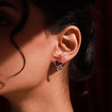 Valentine’s Day Dual Heart Harmony Enamel Sterling Silver Stud Earrings