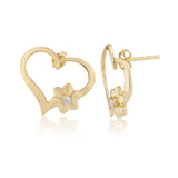 Valentine’s Day Blooming Heart Floral Minimal Sterling Silver Stud Earrings