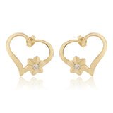 Valentine’s Day Blooming Heart Floral Minimal Sterling Silver Stud Earrings