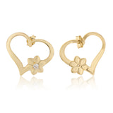 Valentine’s Day Blooming Heart Floral Minimal Sterling Silver Stud Earrings