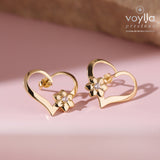 Valentine’s Day Blooming Heart Floral Minimal Sterling Silver Stud Earrings