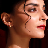 Valentine’s Day Love Sealed Red Heart Sterling Silver Stud Earrings