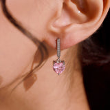 Valentine’s Day Pink Promise Sparkling Heart Sterling Silver Drop Earrings