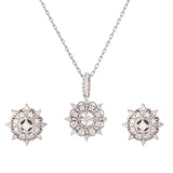 Mother’s Day Collection Cluster Setting CZ Sterling Silver Pendant Set