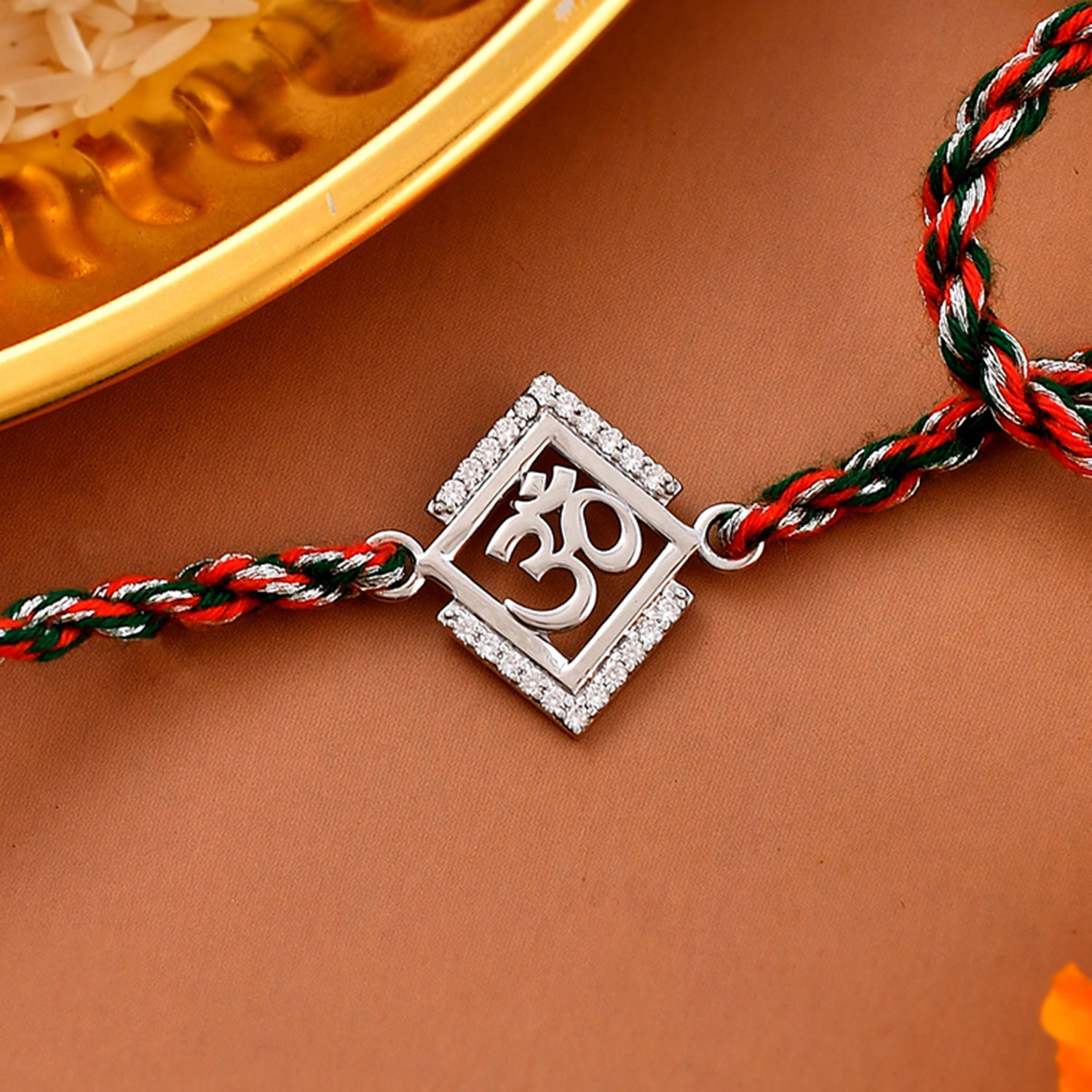 925 Sterling Silver Precious Om Thread Rakhi
