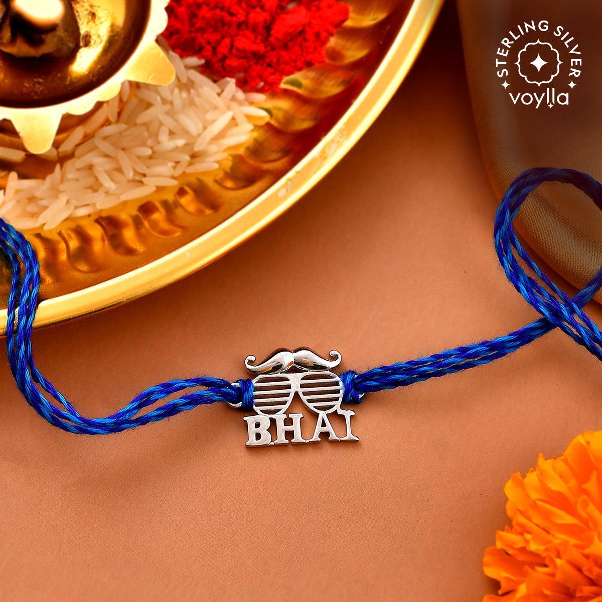 Elegant 925 sterling silver thread rakhi for brother, crafted for a timeless and durable Raksha Bandhan celebration in 2025