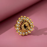 Gold Essentials Peacock Glory Adjustable Ring