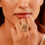 Gold Essentials Peacock Glory Adjustable Ring