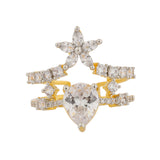Sparkling Elegance Celeste Bloom CZ Adjustable Ring