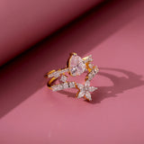 Sparkling Elegance Celeste Bloom CZ Adjustable Ring