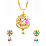 Gold Elegance Antique Floral Charm Pendant Set