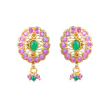 Gold Elegance Pink Blossom Traditional Pendant Set