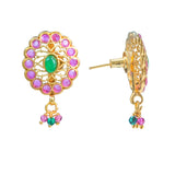 Gold Elegance Pink Blossom Traditional Pendant Set