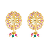 Gold Elegance Pink Blossom Traditional Pendant Set