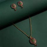 Gold Elegance Pink Blossom Traditional Pendant Set