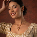 Gold Elegance Pink Blossom Traditional Pendant Set