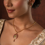 Gold Elegance Pink Blossom Traditional Pendant Set