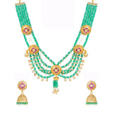 Gold Elegance Royal Emerald Kundan Pearl Necklace Set