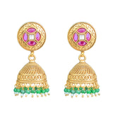 Gold Elegance Royal Emerald Kundan Pearl Necklace Set