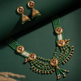 Gold Elegance Royal Emerald Kundan Pearl Necklace Set