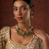 Gold Elegance Royal Emerald Kundan Pearl Necklace Set