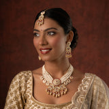Gold Elegance Royal Heritage Pearl Maangtikka Necklace Set
