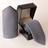 Charcoal Dotted Elegance Men’s Tie & Pocket Square Gift Set