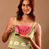 Tropical Pop Watermelon Beaded Clutch Sling Bag