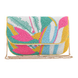 Tropical Bloom Beaded Clutch Bag