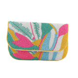 Tropical Bloom Beaded Clutch Bag