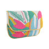 Tropical Bloom Beaded Clutch Bag