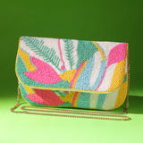 Tropical Bloom Beaded Clutch Bag