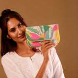 Tropical Bloom Beaded Clutch Bag