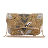 Golden Radiance Beaded Clutch Bag