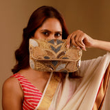 Golden Radiance Beaded Clutch Bag