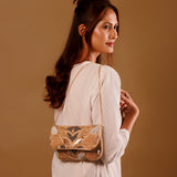 Golden Radiance Beaded Clutch Bag