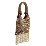 Golden Dusk Beaded Tassel Handbag