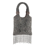 Midnight Grace Beaded Tassel Handbag