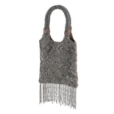 Midnight Grace Beaded Tassel Handbag